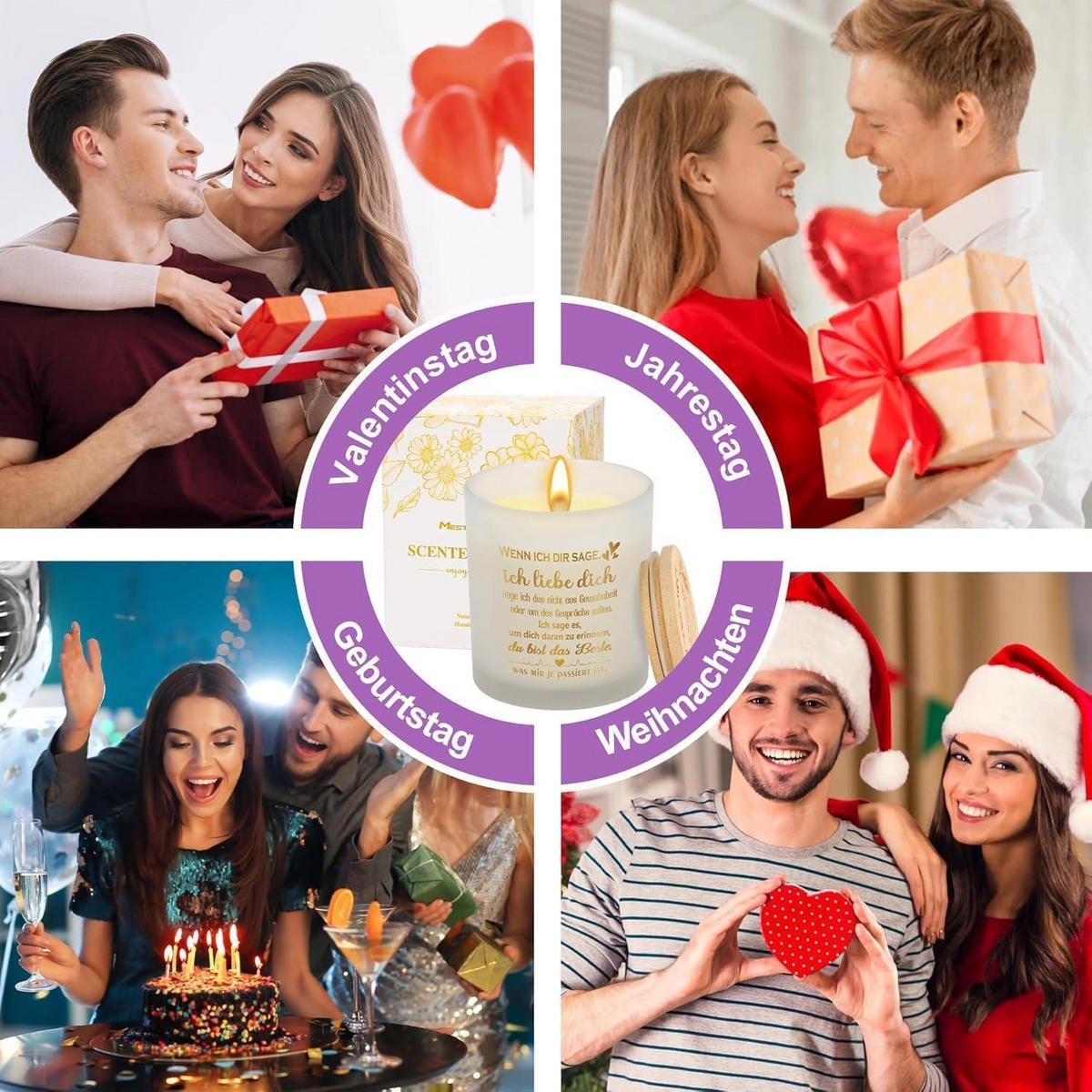 DUFTKERZE Lavendel "Ich liebe dich" Weiß 50 Stunden Brenndauer - Weiß, Paraffin (9cm)
