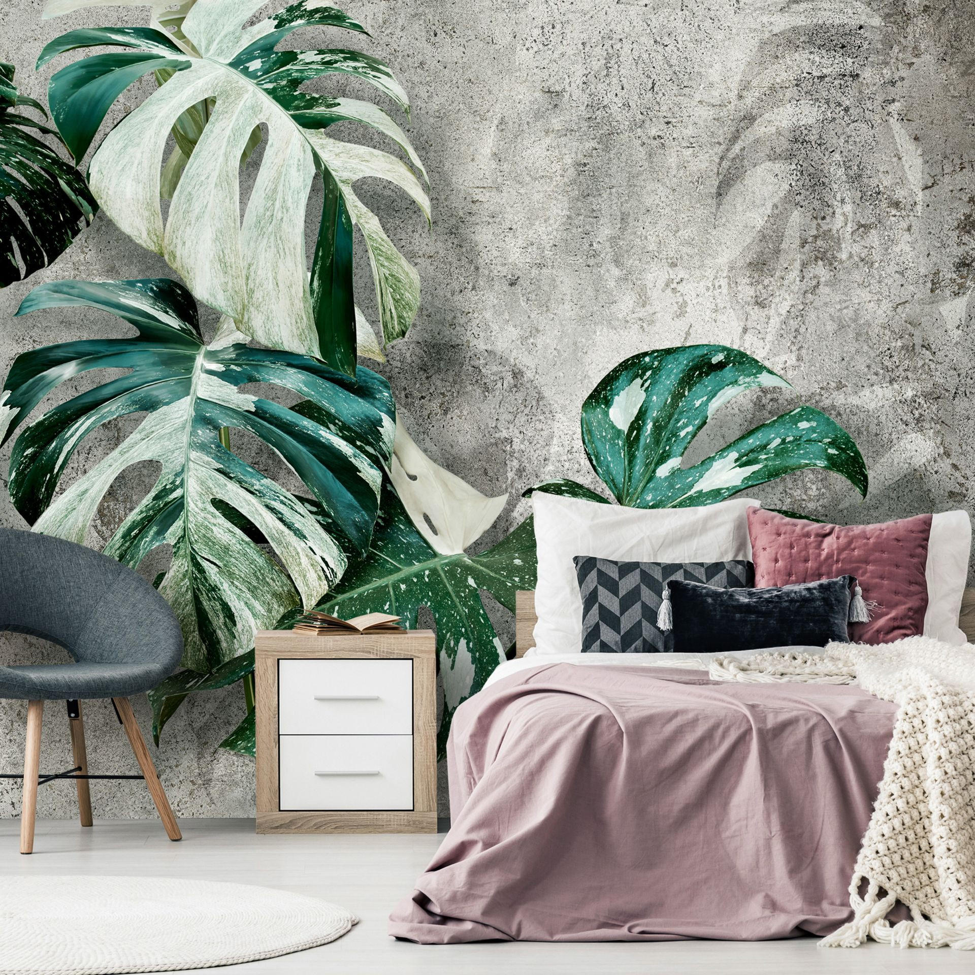 SELBSTKLEBENDE FOTOTAPETE 245/175 cm - Grau/Grün, Kunststoff/Textil (245/1cm) - KUNSTLOFT