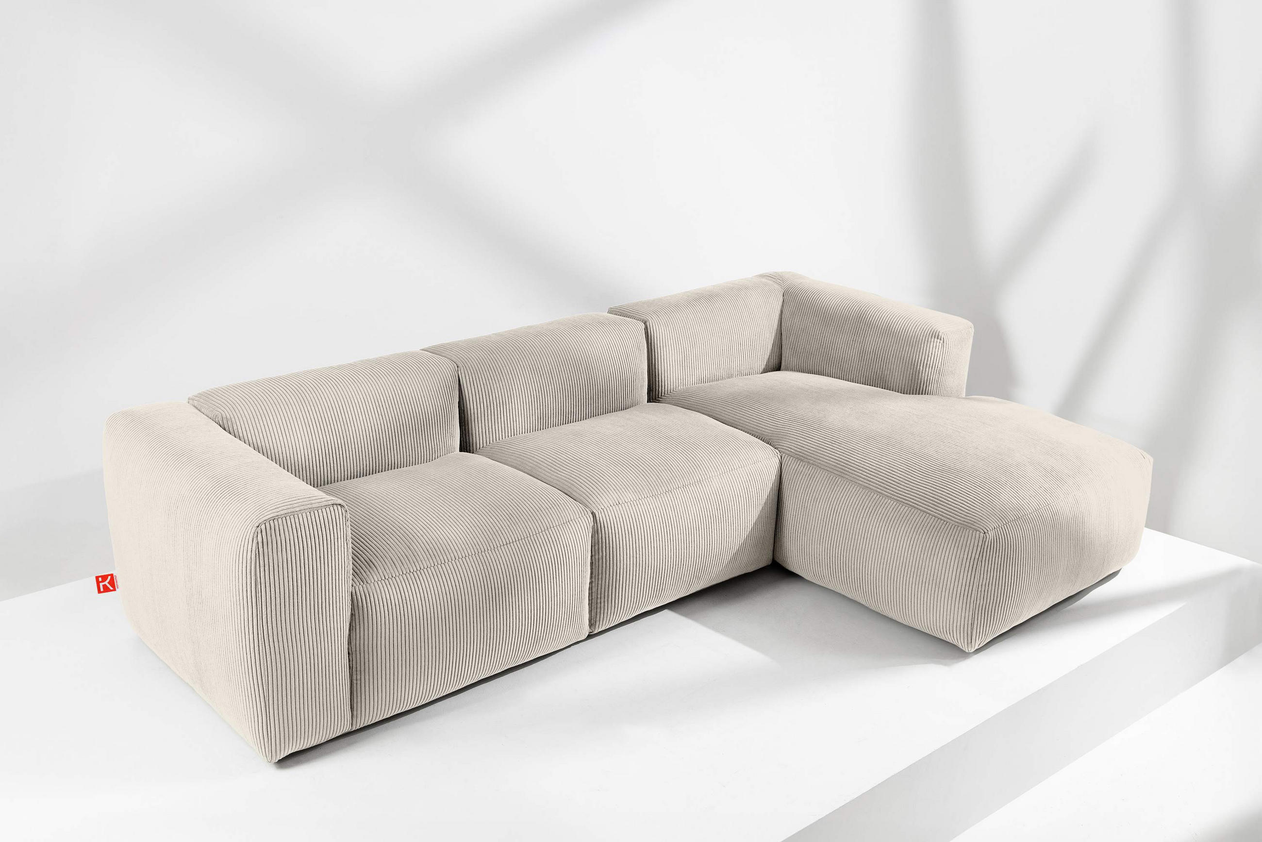 Thumbnail - Konsimo® Eckmodulsofa-Rechts, Creme, Textil, einzeln stellbar,Freiform, 297x180 cm, Wohnzimmer, Sofas & Couches, Wohnlan...