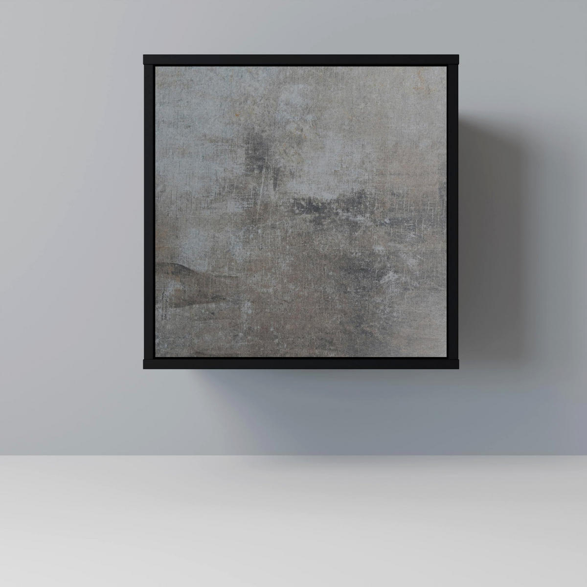 SIDEBOARD CONCRETE WALL, Schwarz, 57,5x42x75,5 cm, Goldfarbene Metallfüße - Goldfarben/Multicolor, Holzwerkstoff/Metall (57.5/75.5/42cm) - SpaceRebels