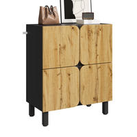 SCHUHSCHRANK 4 Türen verstellbar Metallbeine - Naturfarben, Holz (80/95/38.5cm) - LEBENLANG