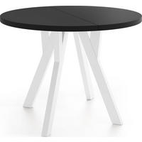 ESSTISCH Avero White runder ausziehbarer, Schwarz 90-190/90/77 cm - Schwarz/Weiß, Holz/Holzwerkstoff (90/90/77cm) - WFL GROUP