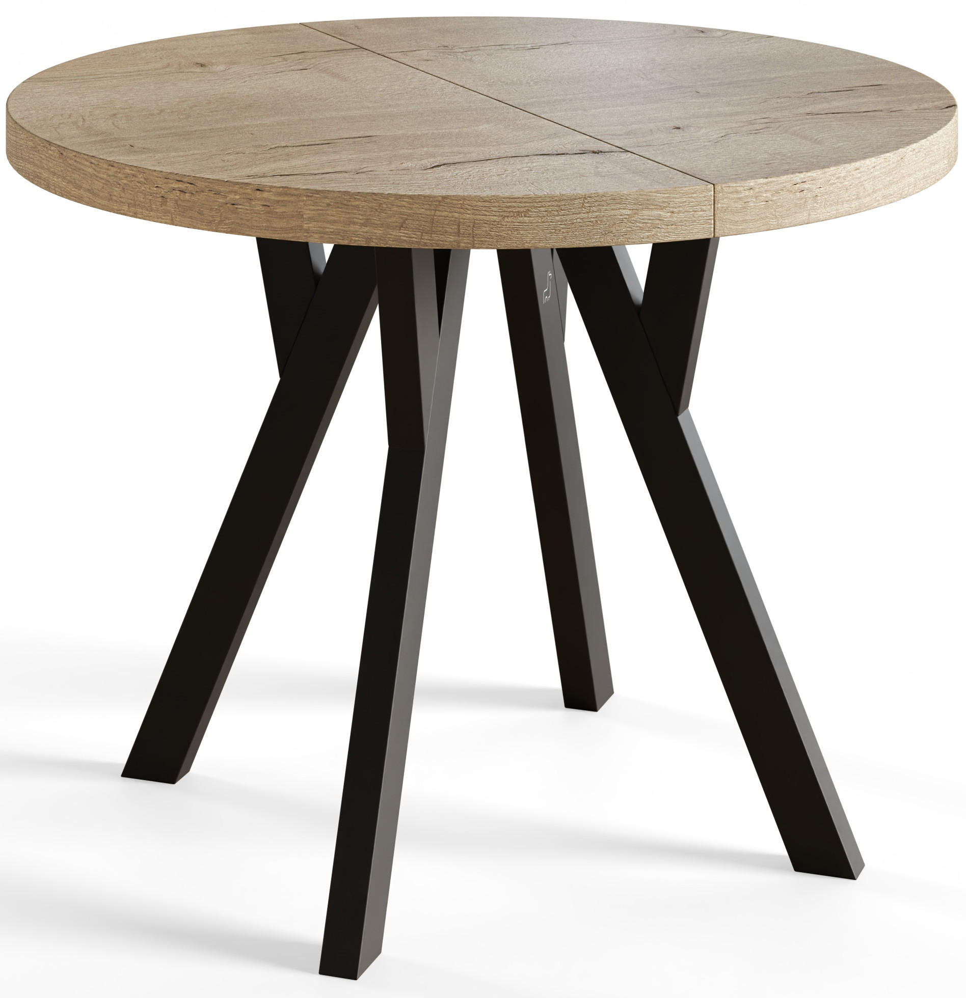ESSZIMMERTISCH OVO, ausziehbarer Tisch 100 cm bis 200 cm, Farbe: HALIFAX, mit Holzbeinen in Farbe Schwarz - Schwarz/Naturfarben, Holzwerkstoff (100/100/77cm) - Alpi-Möbel