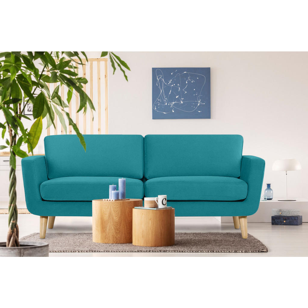 Thumbnail - Konsimo® 3-Sitzer-Sofa, Türkis, Textil, 88x80x190 cm, FSC 100%, Hergestellt in Europa, Wohnzimmer, Sofas & Couches, Sofa...