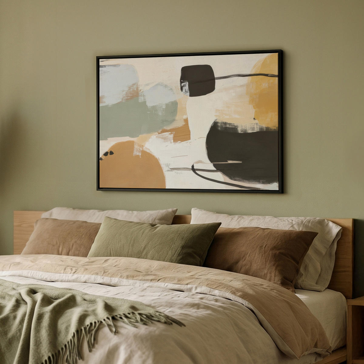 LEINWAND Bilder mit Rahmen - Farbe - Abstrakt - Farben - 70x50 - Currygelb, Textil (70/50cm) - MuchoWow