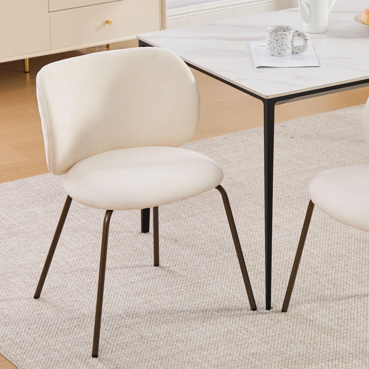 STUHL DE-36344 mit Bronzemetallbeinen Creme - Creme, Metall (52/80/46.5cm) - ComfortXL