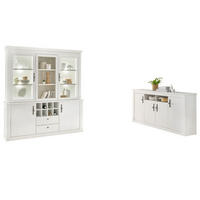 ESSZIMMER-SET Esszimmer Set 2-teilig weiß Pinie Landhaus, Soft-Close-Funktion - Silberfarben/Weiß, Glas/Holzwerkstoff (394/205/45cm) - Furn.Design