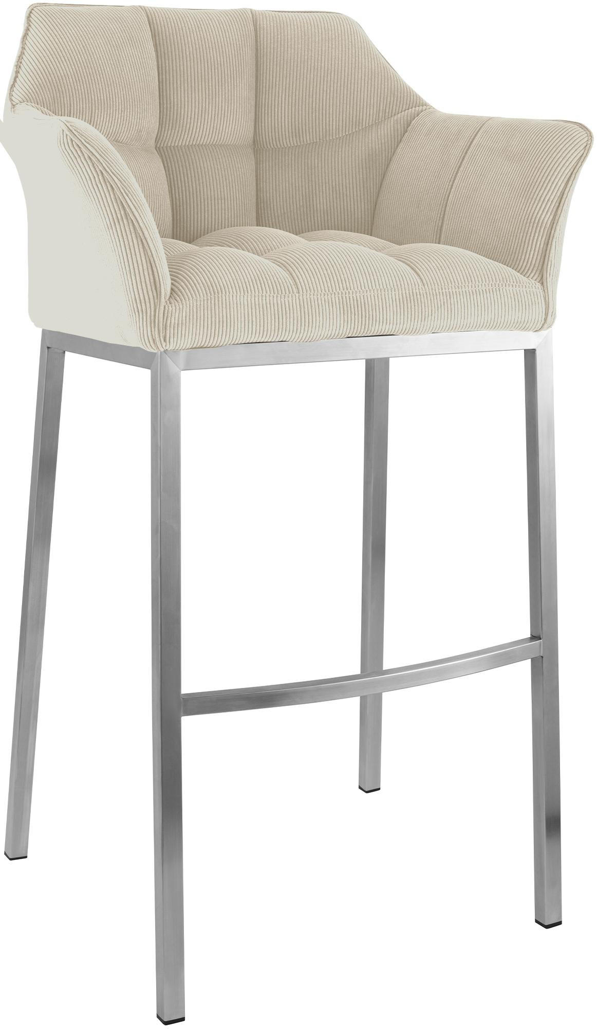 BARHOCKER Metall Creme - Edelstahlfarben/Creme, Metall (64/110/48cm) - CLP