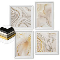 WANDBILDER 4er-Set - 50x50 cm & 40x60 cm Weißer Rahmen - Subtile abstrakte Muster - Weiß, Kunststoff (50/50cm) - ArtPrintCave