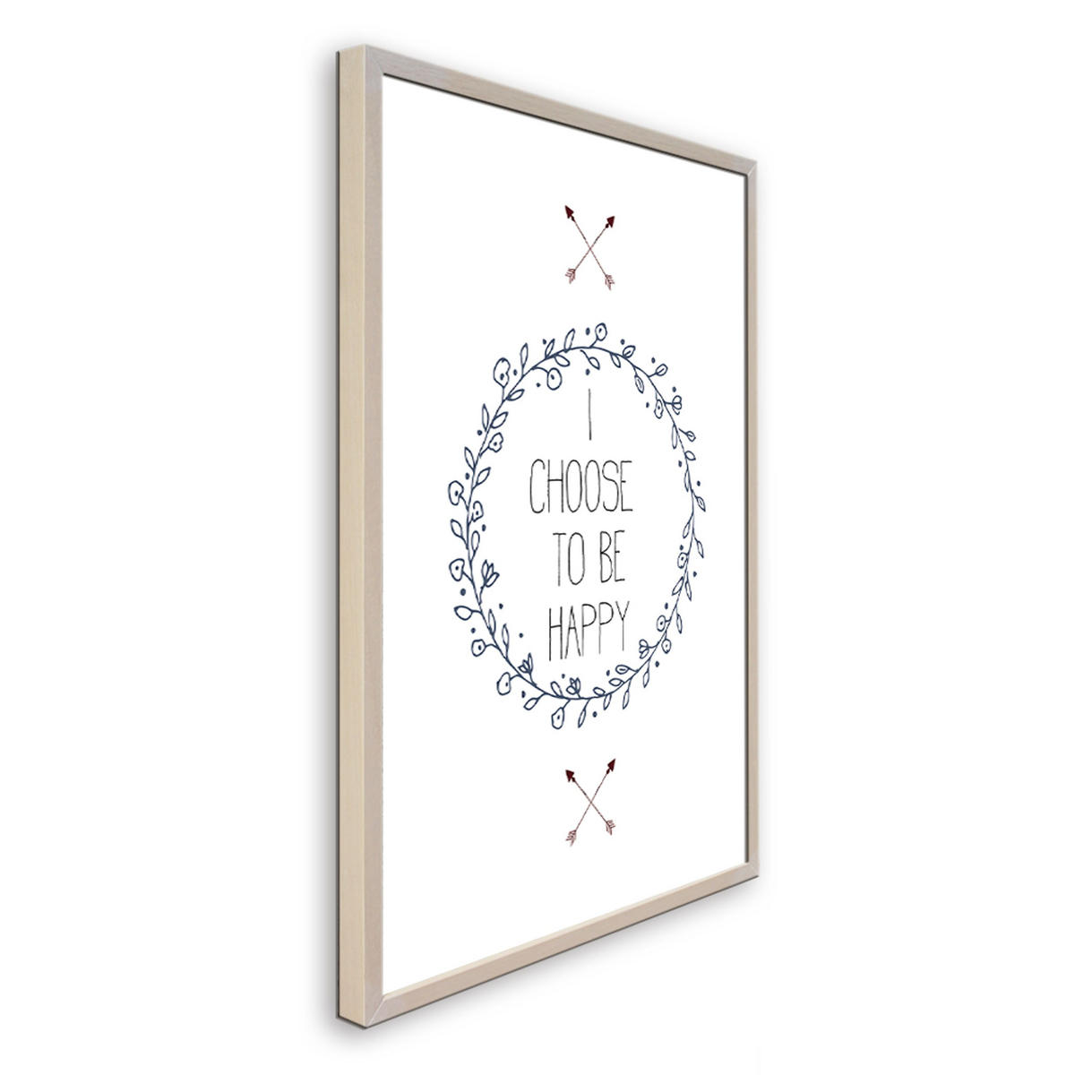 BILD mit Rahmen 51x71 cm Spruch: Englisch Glück - Beige, Holz (51/71cm) - artissimo