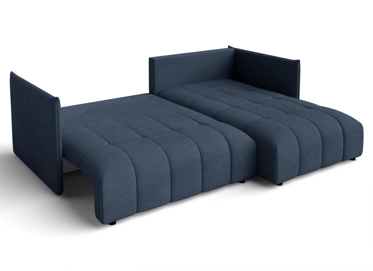 ECKSOFA L Form Cosmova Blau 245/182/83 cm mit Schlaffunktion - Blau/Schwarz, Kunststoff/Textil (245/182cm) - AX Living