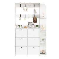 STANDGARDEROBE 120/24/200 cm mit 8 Haken und Schuhschrank in Weiß - Weiß, Holzwerkstoff (120/200/24cm) - BEAOK