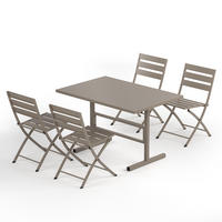 GARTENESSGRUPPE - 5-teilig - Stahl - Anthrazit - Taupe, Metall - home24