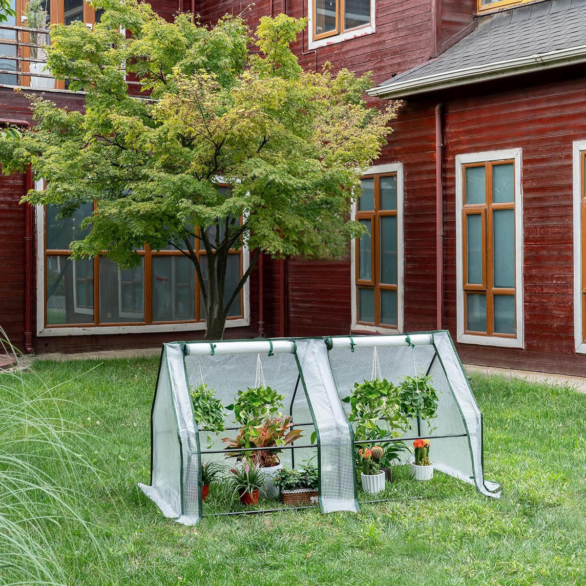 FOLIENGEWÄCHSHAUS Frühbeet, Gewächshaus Balkon, 180x90x90cm - Weiß, Textil/Metall (180/90/90cm) - Woltu