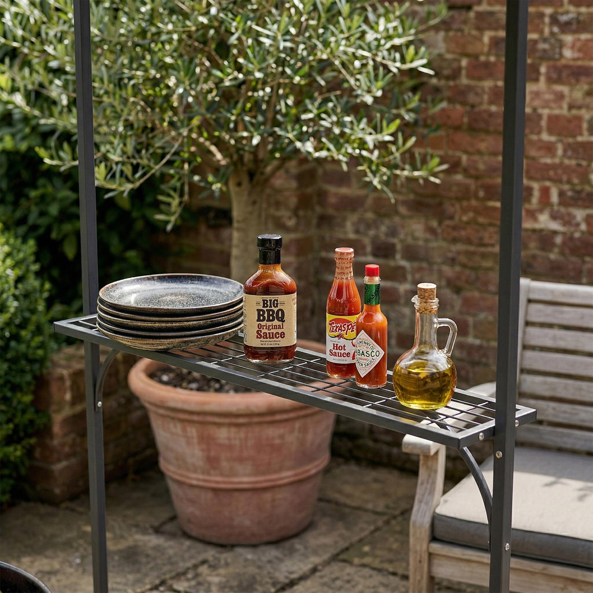 GRILL-PAVILLON - Anthrazit, Textil/Metall (210/230/116cm) - Relaxdays