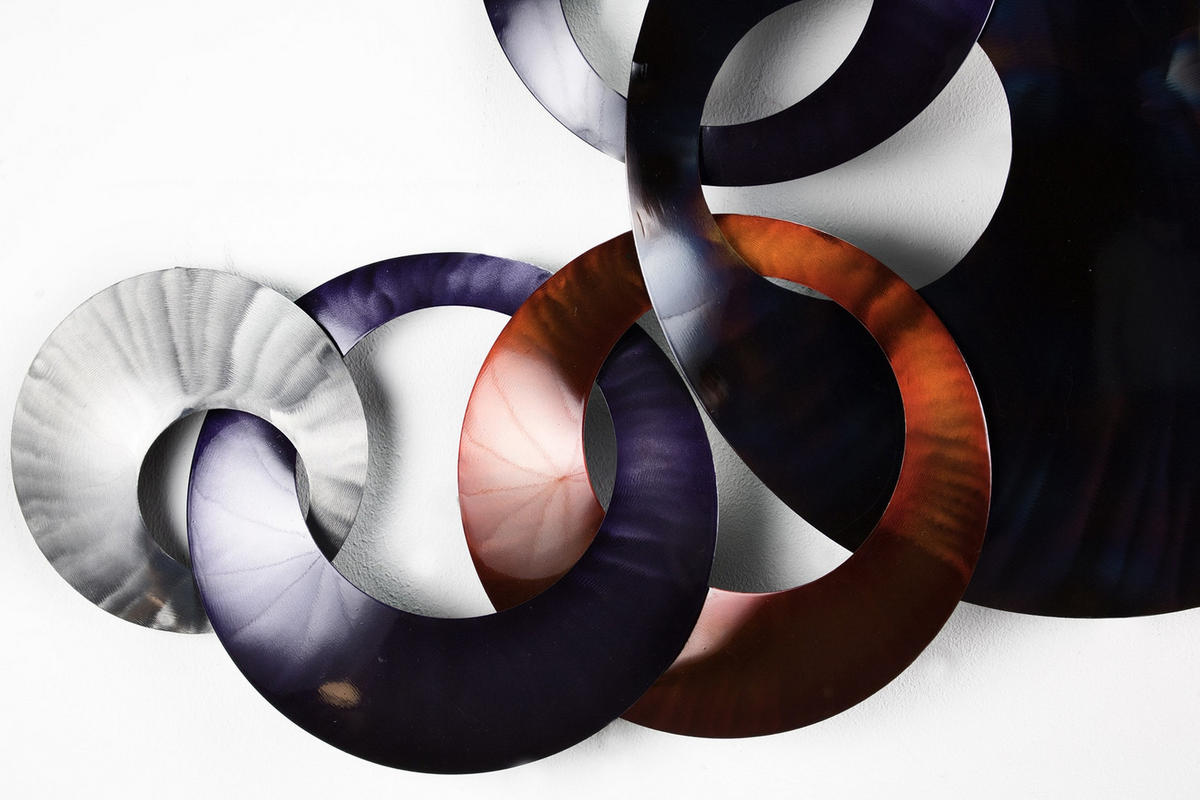 WANDDEKO Kupfer 125/65 cm - Blau/Kupferfarben, Metall (3.42/65/8cm) - KUNSTLOFT