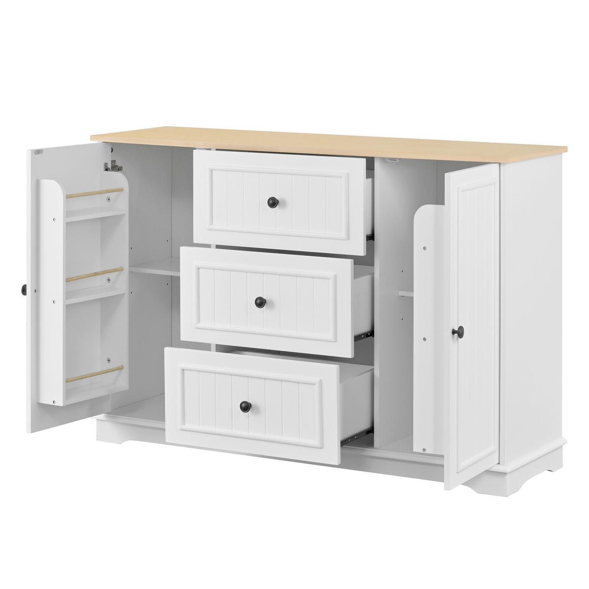 KOMODA se 3 zásuvkami a dvířky v designu lednice - bílá, kompozitní dřevo (126/86/40cm) - Urban Meuble