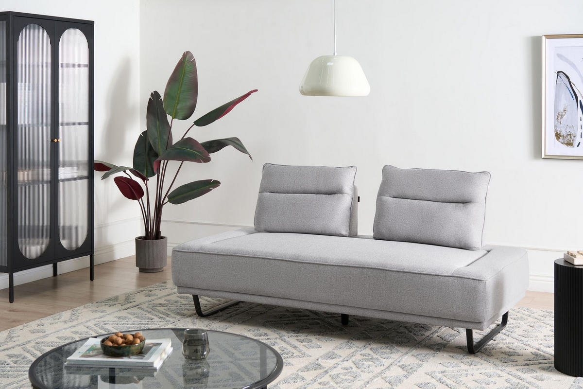 3-SITZER-SOFA Stoff Grau Faxen - Grau, Textil (184/86/90cm) - Beliani