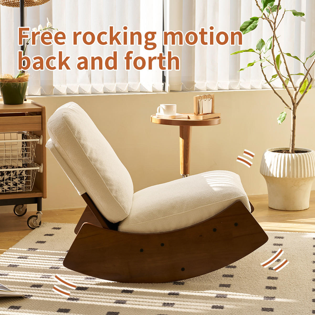 SCHAUKELSTUHL Massivholz Cord-Stoff Ergonomisch Relaxsessel - Weiß, Textil (90/71.9/61.5cm) - Urban Meuble