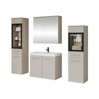 BADMÖBEL-SET Madrit II - Kaschmir/Silberfarben, Holzwerkstoff/Kunststoff (132/132/30cm) - MIRJAN24