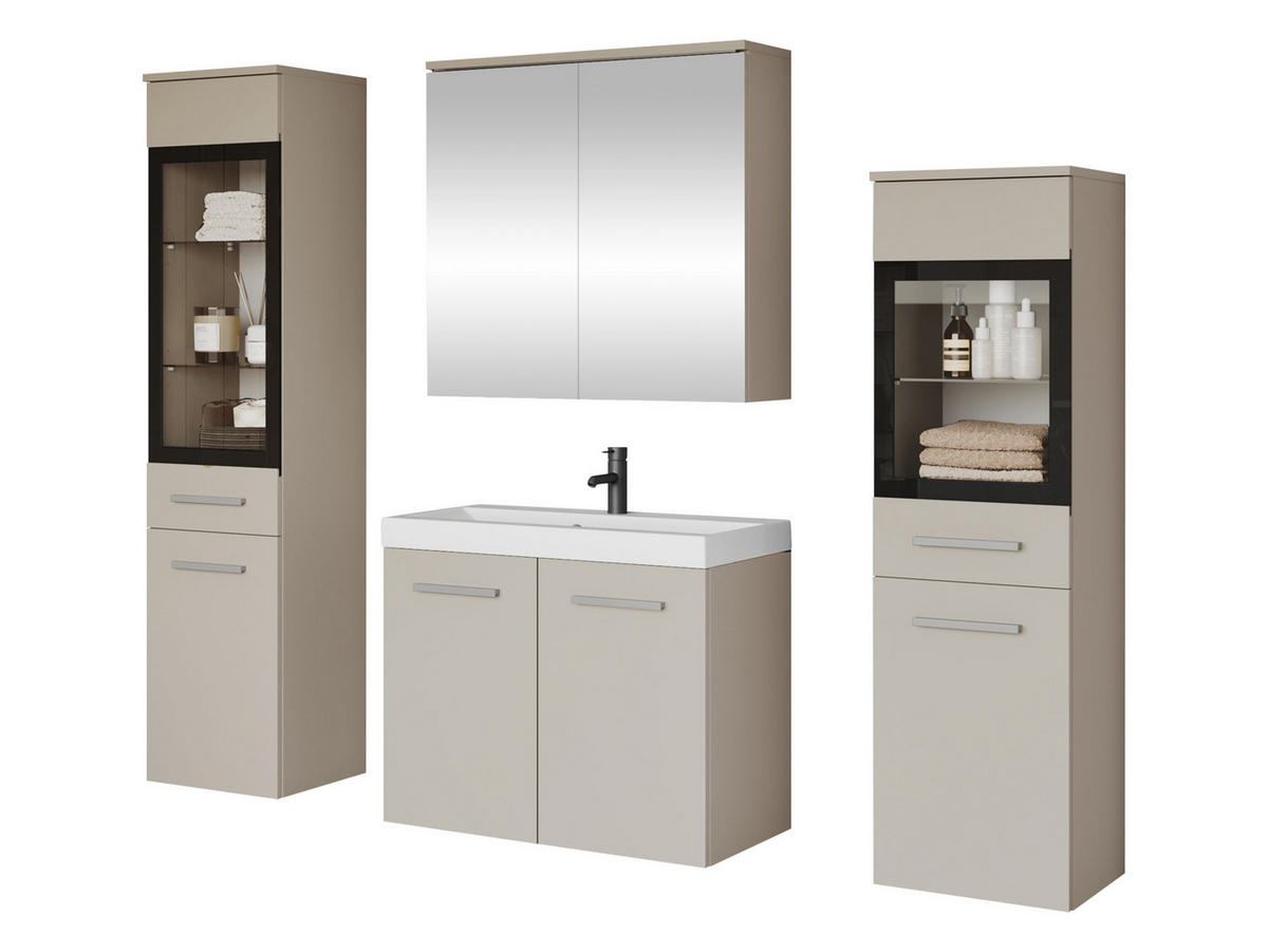 BADMÖBEL-SET Madrit II - Kaschmir/Silberfarben, Holzwerkstoff/Kunststoff (132/132/30cm) - MIRJAN24