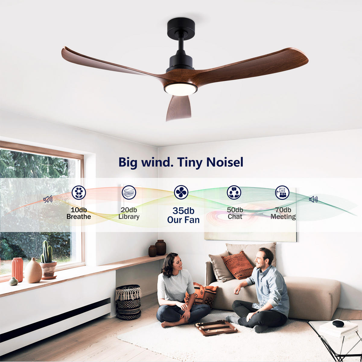 DECKENVENTILATOR DE-16217 52 Zoll mit Speicherfunktion & Fernbedienung Dunkelnussbaum - Walnussfarben, Kunststoff (132/132/48cm) - ComfortXL