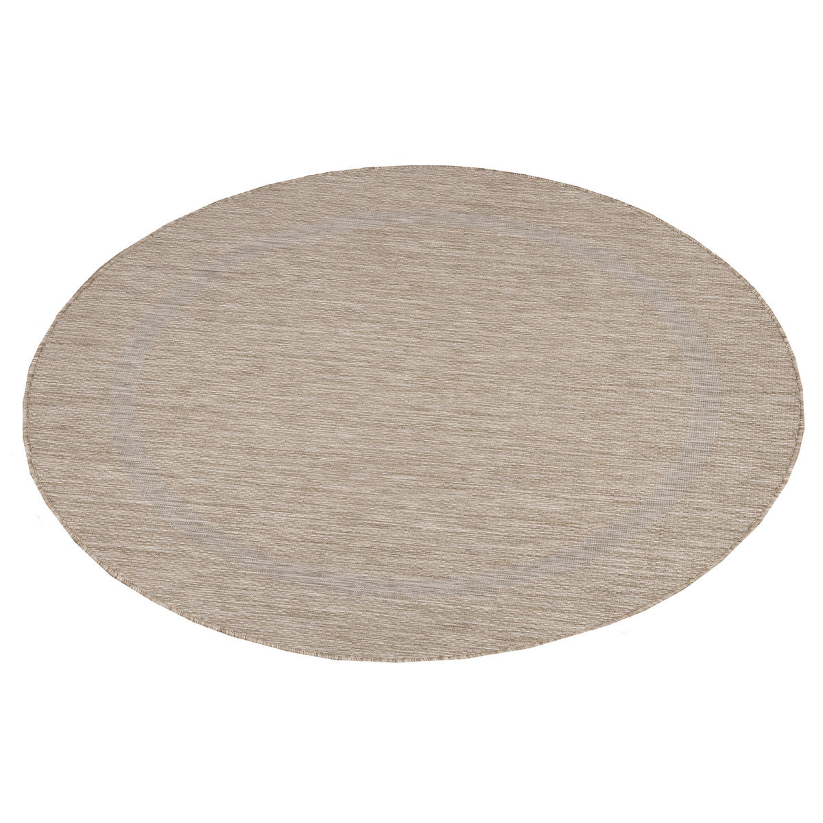 TEPPICH Outdoor Flachgewebe Uni-Design Polypropylen Balkon Beige Rund 200x200 - Beige, Textil (200/200cm) - KADIMA DESIGN