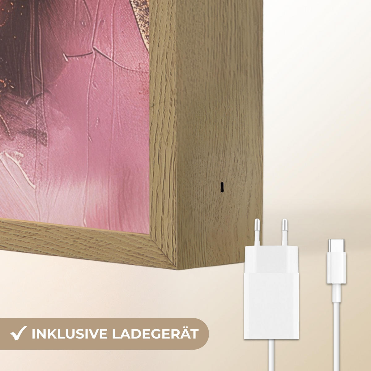NÁSTĚNNÁ LAMPA S AKUMULÁTOREM Fialová - abstraktní - barva - zlatá 40x60 cm - světle fialová, kompozitní dřevo (40/60/8cm) - OnlyWow