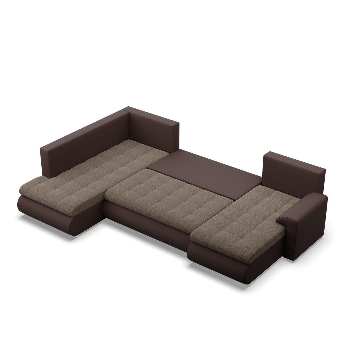 U-SOFA MIT SCHLAFFUNKTION FORESTA, Braun + Braun - Braun, Textil (300/89/200cm)