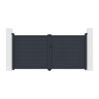 GARTENTOR Flügeltor Doppeltor mit Torantrieb - 305 x 150 cm - voll - Aluminium - Anthrazit - NAZARIO - Anthrazit, Metall (300/145cm) - Vente-Unique