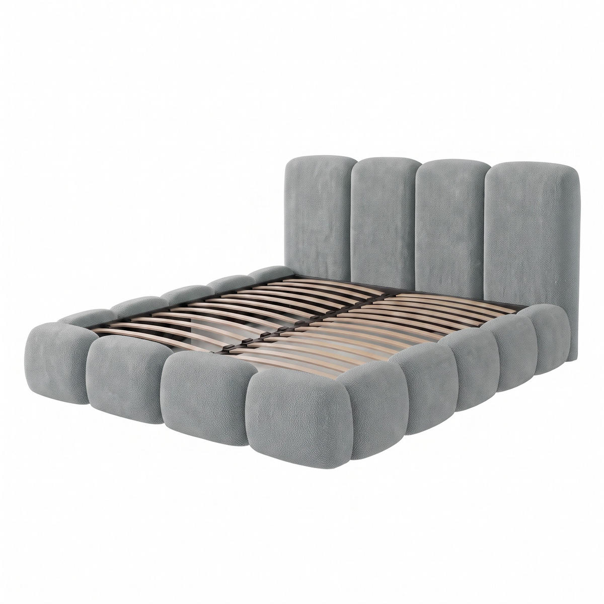 POLSTERBETT SUENO MAXI 180x200 cm in Grau, gepolstertes Kopfteil, Metalllattenrost, Bettkasten, Chenille-Stoff - Naturfarben/Grau, Holz/Textil (180/200cm) - Muffo