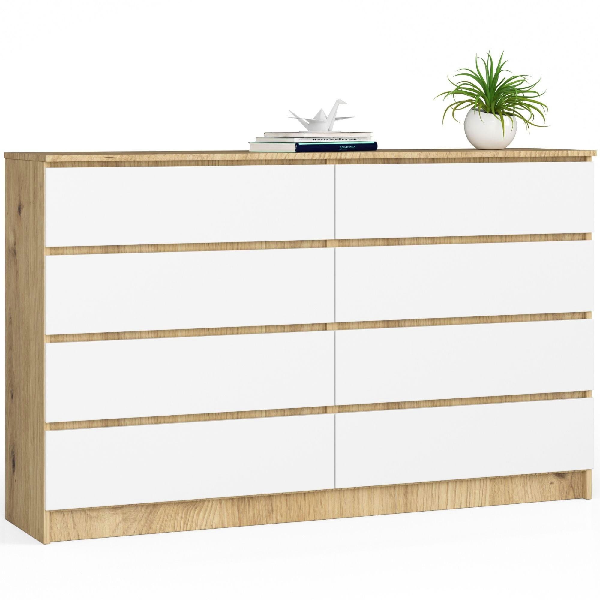 KOMMODE Eiche Artisan, Weiß 99/160/40 - Eiche Artisan/Weiß, Holzwerkstoff (160/99/40cm) - RAUMHIRSCH FURNITURE