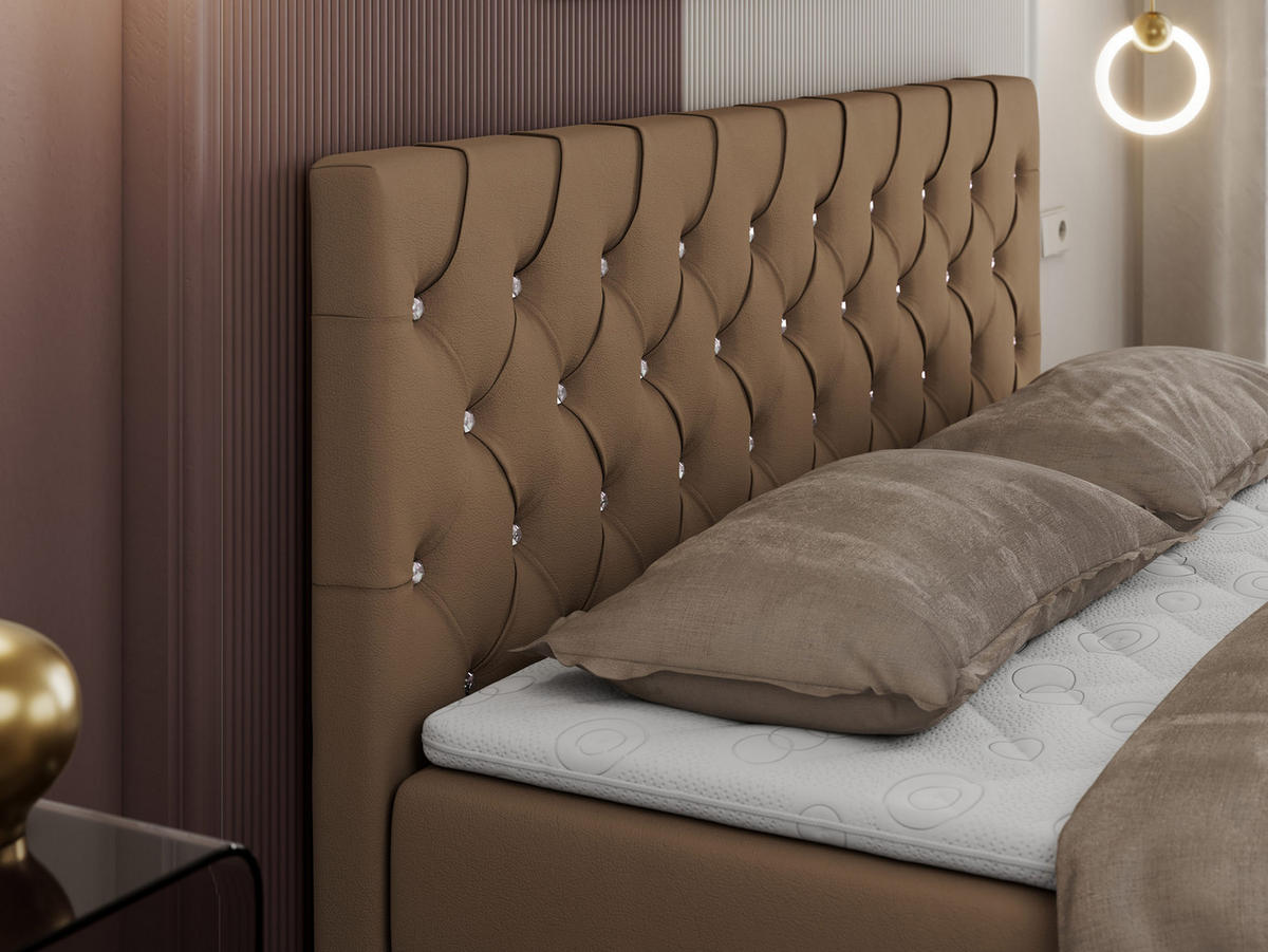 BOXBETT ROMA 120/200 - Braun Kunstleder - H4 - Braun, Holz/Textil (120/200cm)