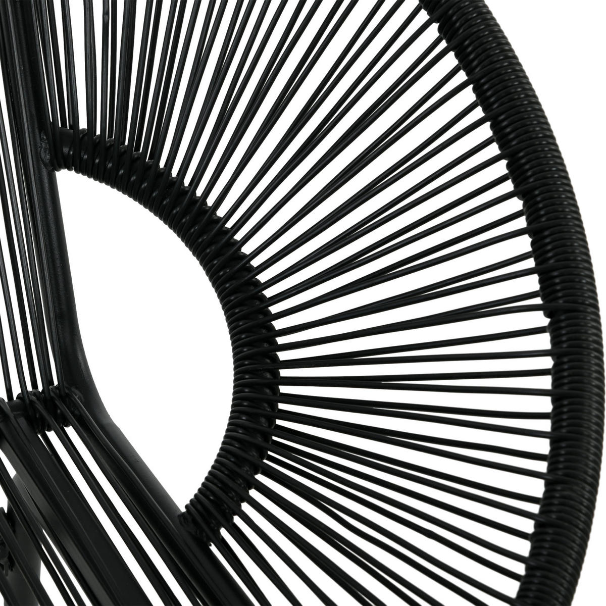 RATTAN-STUHL Schwarz 132.0/72.0/83.0cm - Schwarz, Metall (72/83/132cm)
