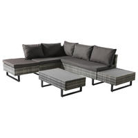 LOUNGEGARNITUR für 4-5 Personen mit Ecksofa，Grau - Grau, Textil - KOMHTOM