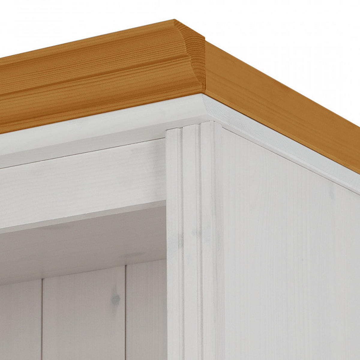 STANDVITRINE - Kiefer massiv - Weiß/Kieferfarben, Holz (74/223/37cm) - home24