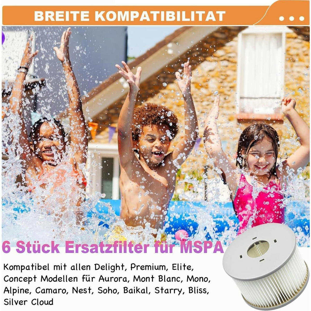 FILTERKARTUSCHEN 6er Set für Whirlpools - Grau, Kunststoff (10.8/6.8/10.8cm)