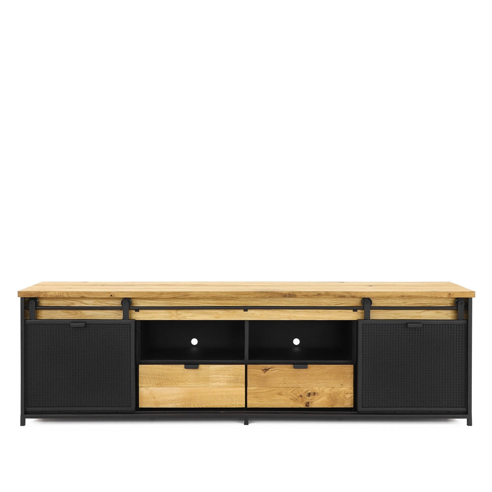 TV-SCHRANK aus Massivholz STRONG 1 - Honigeiche/Schwarz, Holz (220/67/40cm) - Seart