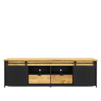 TV-SCHRANK aus Massivholz STRONG 1 - Honigeiche/Schwarz, Holz (220/67/40cm) - Seart