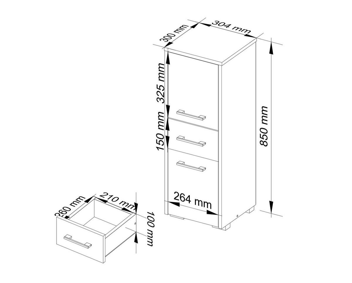 BADEZIMMERSCHRANK Fin Artisan Eiche 30x85x30 cm - Eiche Artisan, Holzwerkstoff/Kunststoff (30/85/30cm) - Akord