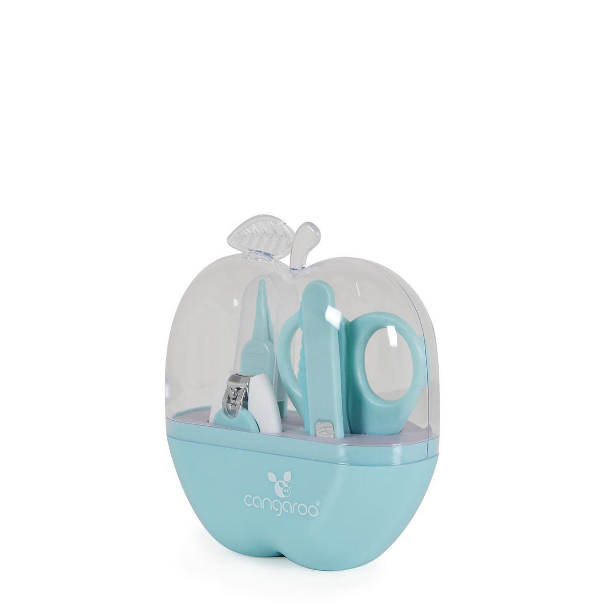 NAGELPFLEGESET Apfel blau Nagelschere, Nagelknipser, Nagelfeile, Pinzetten, Reiseetui, ab Geburt - Blau, Metall (10/4cm) - Cangaroo