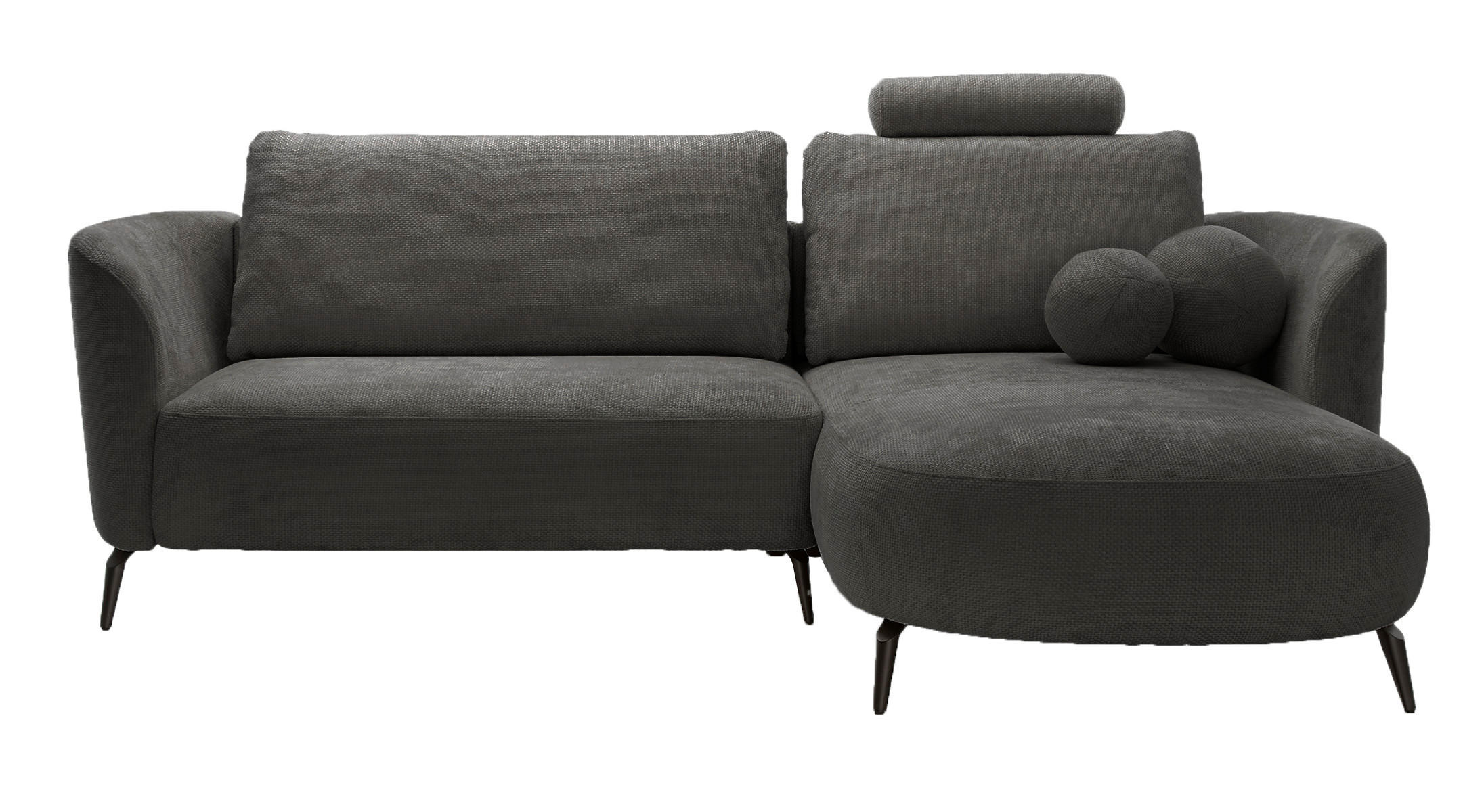 ECKSOFA auf Füßen Kendra 260 cm mit Schlaffunktion, Rechts, Dunkelgrau - Dunkelgrau, Holz (180/260cm) - Emporius
