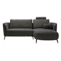 ECKSOFA auf Füßen Kendra 260 cm mit Schlaffunktion, Rechts, Dunkelgrau - Dunkelgrau, Holz (180/260cm) - Emporius