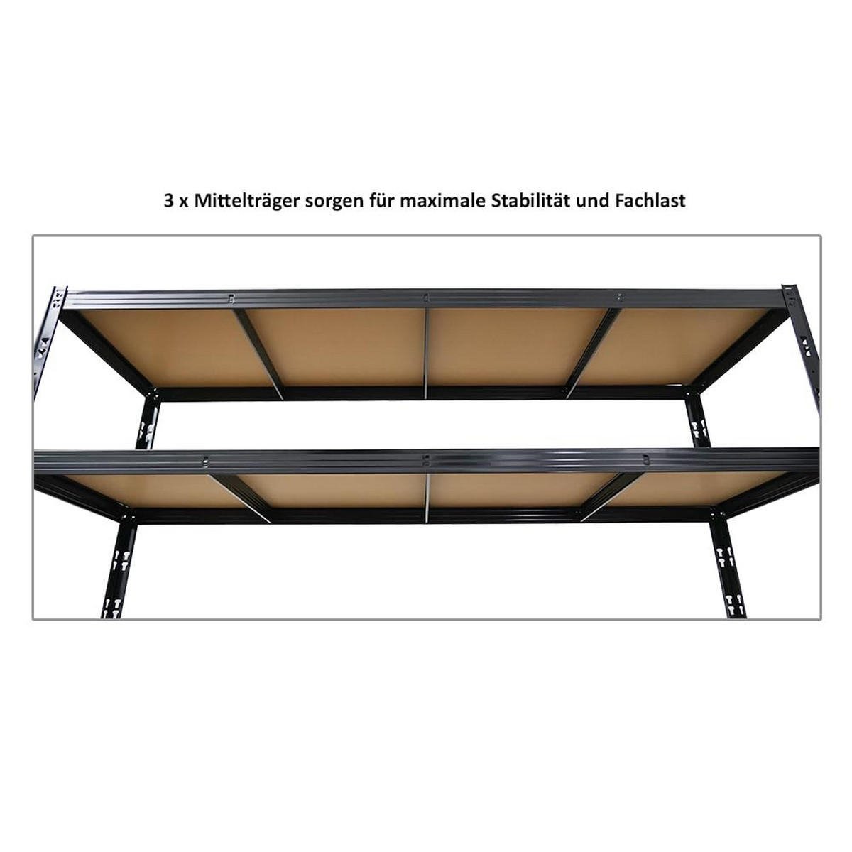 SCHWERLASTREGAL Bison 3er-Set mit 3x 200x200x60 cm 4 Fachböden Fachlast 600 kg Schwarz - Schwarz, Metall (600/200/60cm) - PROREGAL