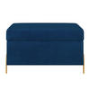 HOCKERBANK Borgo Mit Stauraum, Samt Marinblau, Metal Gold - Goldfarben/Dunkelblau, Holzwerkstoff/Metall (80/46/37cm) - Dancan