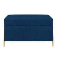 HOCKERBANK Borgo Mit Stauraum, Samt Marinblau, Metal Gold - Goldfarben/Dunkelblau, Holzwerkstoff/Metall (80/46/37cm) - Dancan