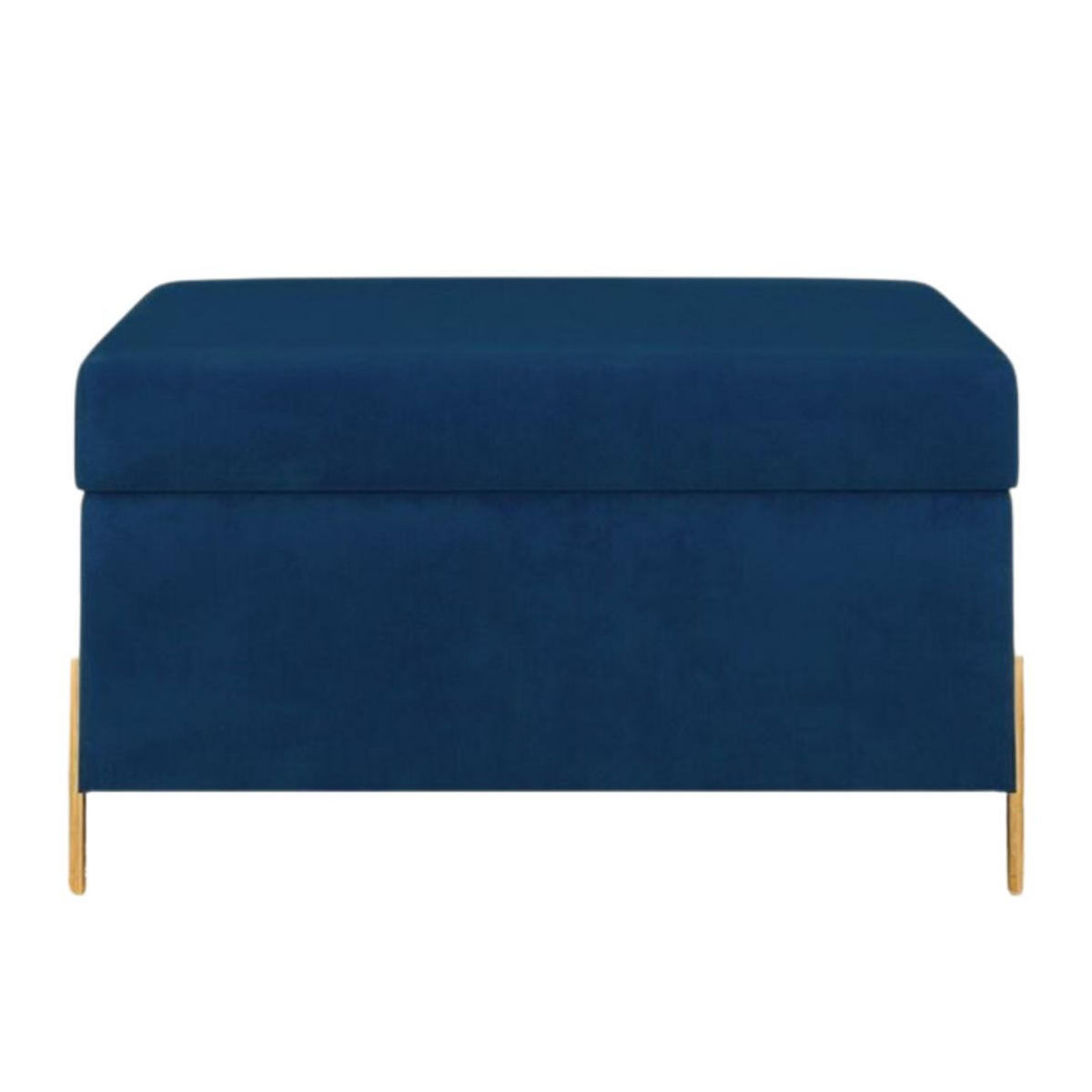 HOCKERBANK Borgo Mit Stauraum, Samt Marinblau, Metal Gold - Goldfarben/Dunkelblau, Holzwerkstoff/Metall (80/46/37cm) - Dancan