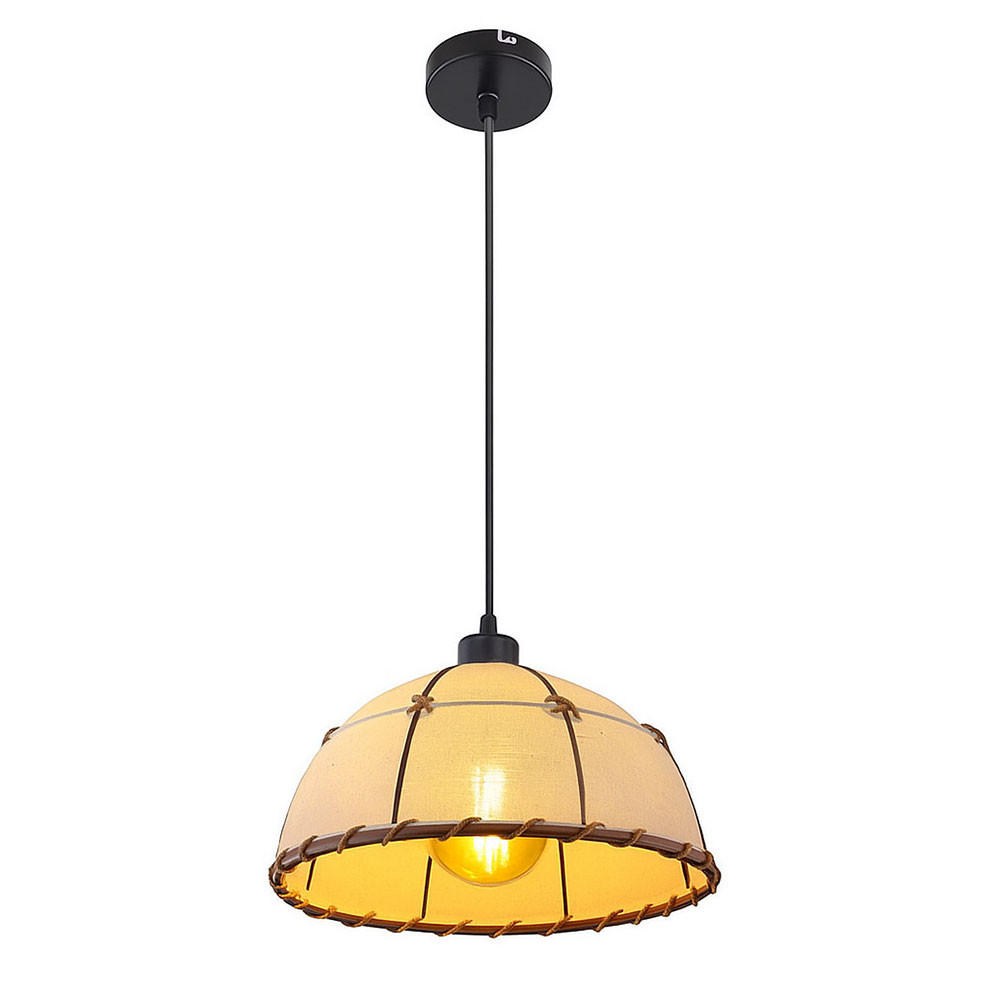 LED HÄNGELEUCHTE Hanfseil Beige Schwarz - Beige, Metall (30/30/120cm) - Globo Lighting