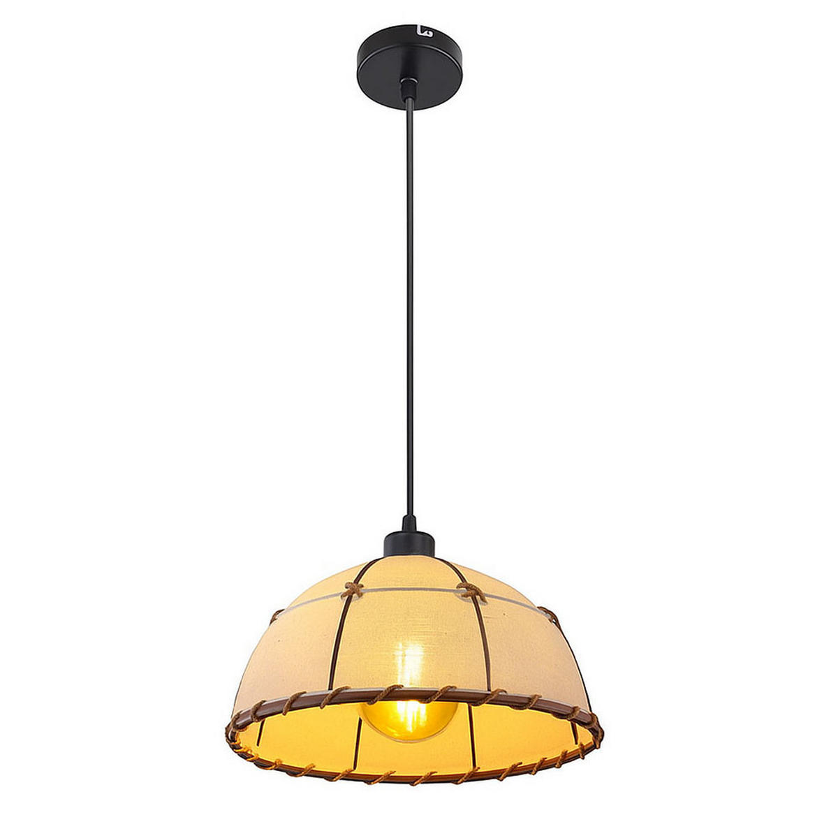 LED HÄNGELEUCHTE Hanfseil Beige Schwarz - Beige, Metall (30/30/120cm) - Globo Lighting