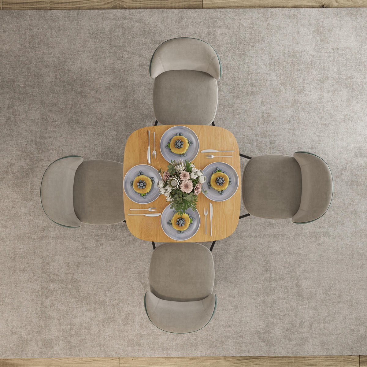 ESSTISCH, 70 x 70 cm Küchentisch für 4 Personen aus Kautschukholz, Natur - Naturfarben, Holz (70/70/75cm) - HOMCOM